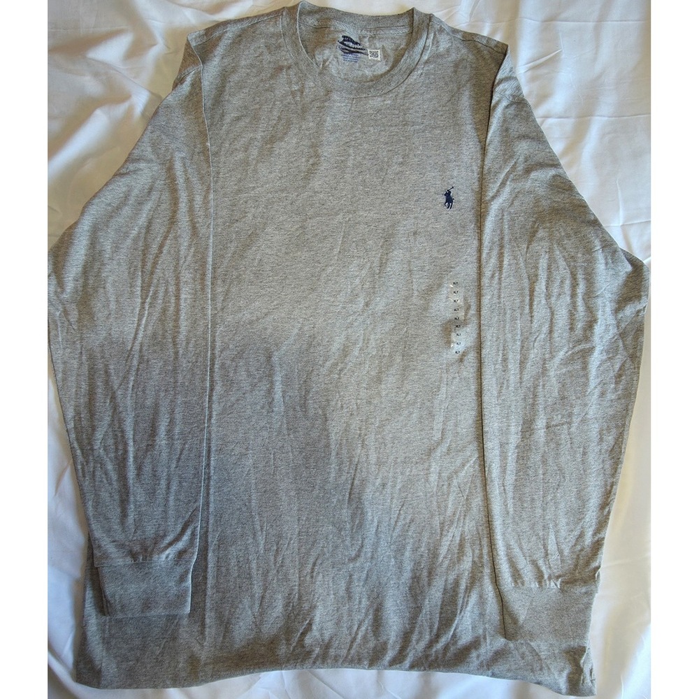 Polo Ralph Lauren Gray w/ Blue Pony Long Sleeve T-Shirt Men's Size XLT NWOT